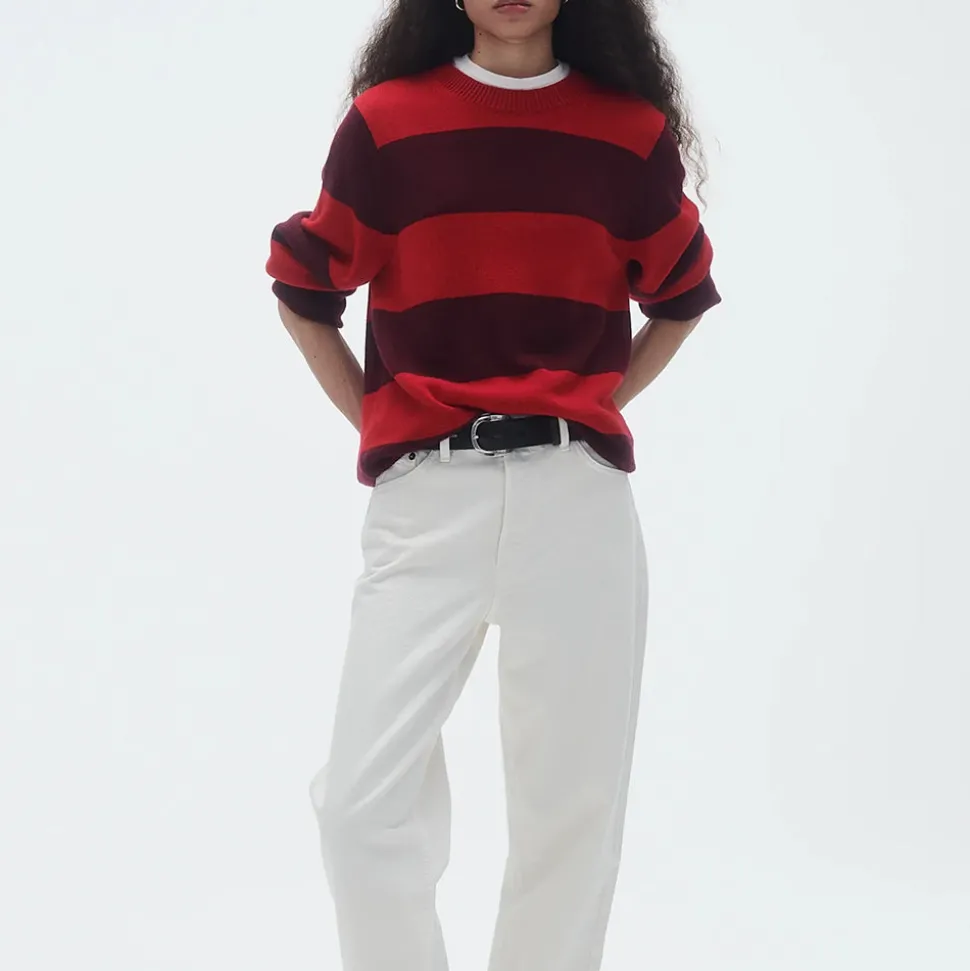 Guest In Residence - Pull Stripe Crew - Rouge & Prune