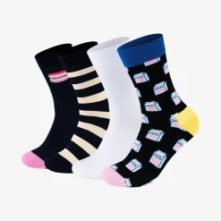 Happy Socks - Set de 4 chaussettes Milk Carton - Blanc
