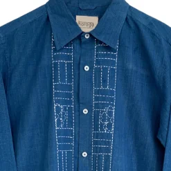 Harago - Chemise Kantha Floral - Bleu