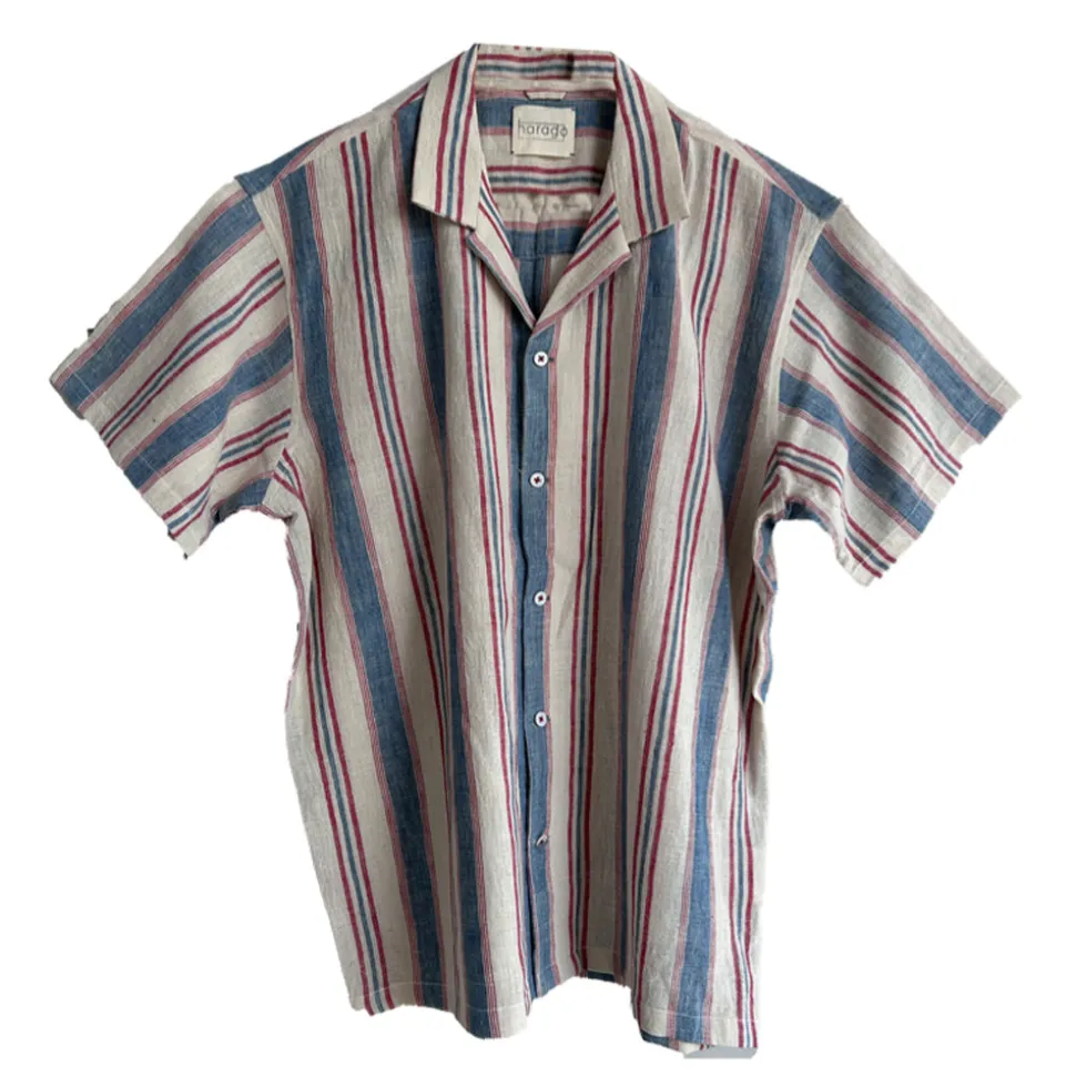 Harago - Chemise Ticking Rayures - Blanc