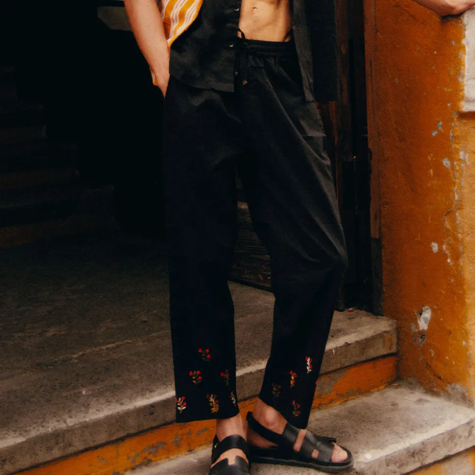Harago - Pantalon brodé - Noir
