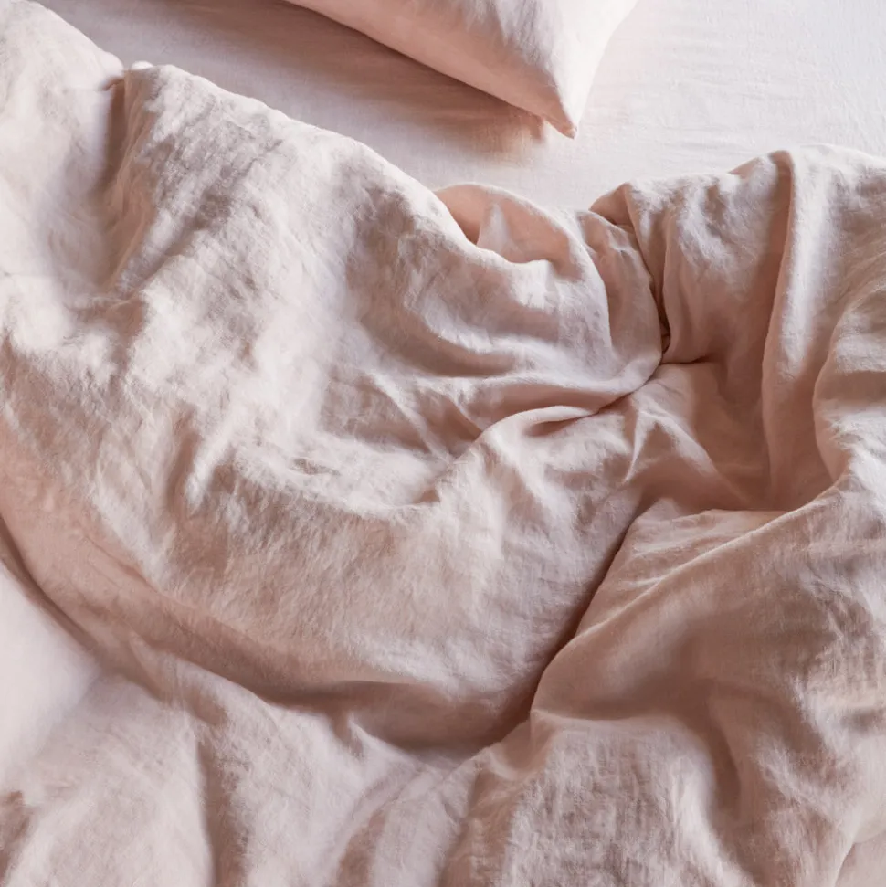 Housse de couette en lin lavé - Beige Rosé