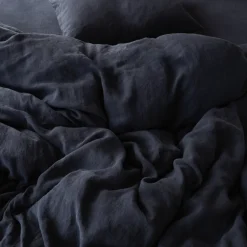 Housse de couette en lin lavé - Bleu Encre