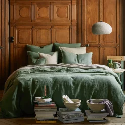 Housse de couette en lin lavé - Vert d'Anduze