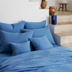 Housse de couette en lin lavé - Bleu Paros