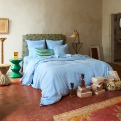 Housse de couette en lin lavé - Bleu Tyrrhénien