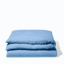 Housse de couette en lin lavé - Bleu Tyrrhénien