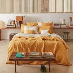 Housse de couette en lin lavé - Jaune Asahi
