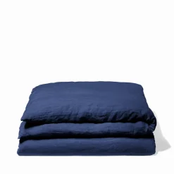 Housse de couette en lin lavé - Bleu Shibori