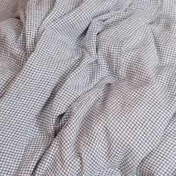 Housse de couette en lin lavé - Carreaux Bleu Shibori