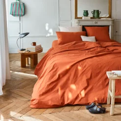 Housse de couette en percale de coton - Rouge Ocre