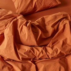 Housse de couette en percale de coton - Rouge Ocre
