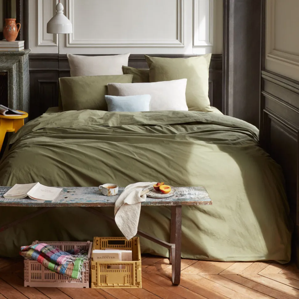Housse de couette en percale de coton - Vert Camouflage