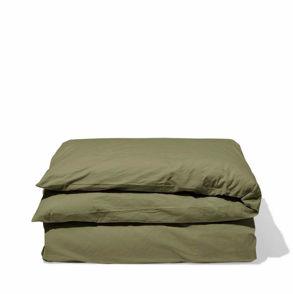 Housse de couette en percale de coton - Vert Camouflage