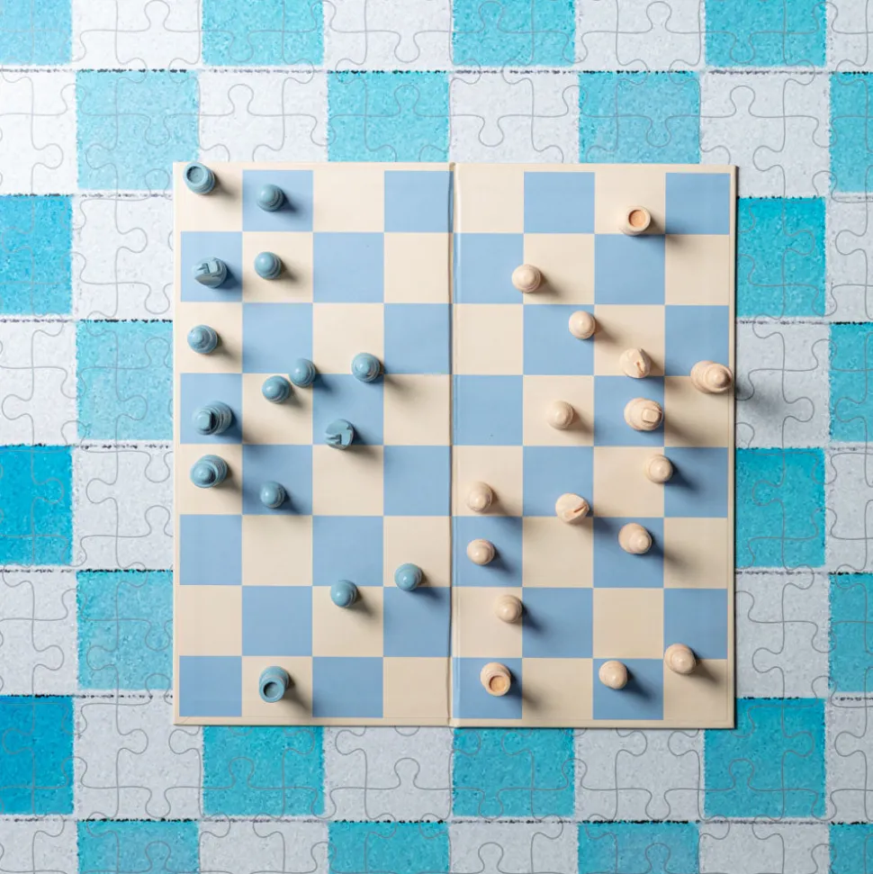 Jeu Échecs Bleu / Blanc graphique