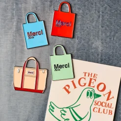 Magnet en métal Merci - Tote bag Bleu