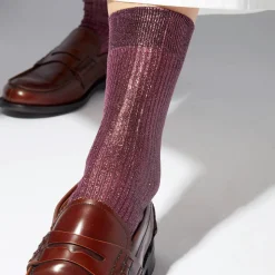 Maria La Rosa - Chaussettes One Ribbed Laminate - Bordeaux