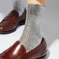 Maria La Rosa - Chaussettes One Ribbed Laminate - Argent