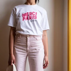 Merci - T-shirt unisexe - Blanc & Logo Rouge