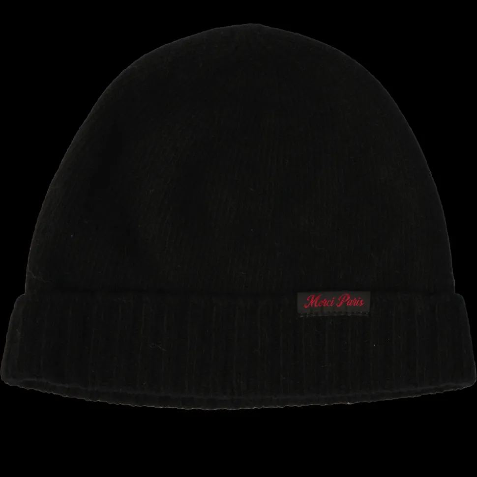 Merci - Bonnet en laine et cachemire - Noir & Rouge