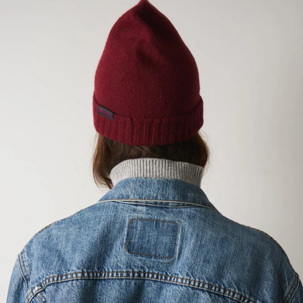 Merci - Bonnet en laine et cachemire - Bordeaux & Rose