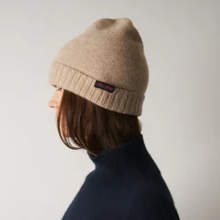 Merci - Bonnet en laine et cachemire - Beige & Rouge