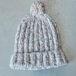 Merci - Bonnet en laine Merci - Blanc Cassé & Camel