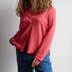 Merci - Chemise en gaze de coton - Rouge