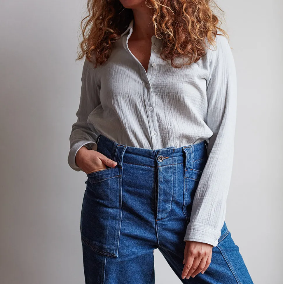 Merci - Chemise en gaze de coton - Ciel