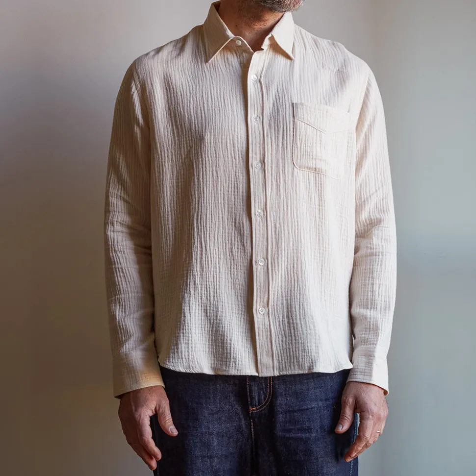 Merci - Chemise Gaspard en gaze de coton - Ecru