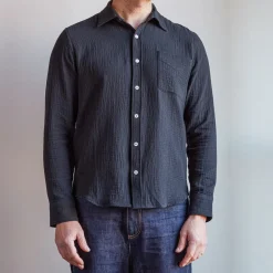 Merci - Chemise Gaspard en gaze de coton - Gris Foncé