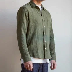 Merci - Chemise Gaspard en gaze de coton - Vert