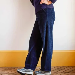 Merci - Pantalon en velours côtelé - Bleu Marine