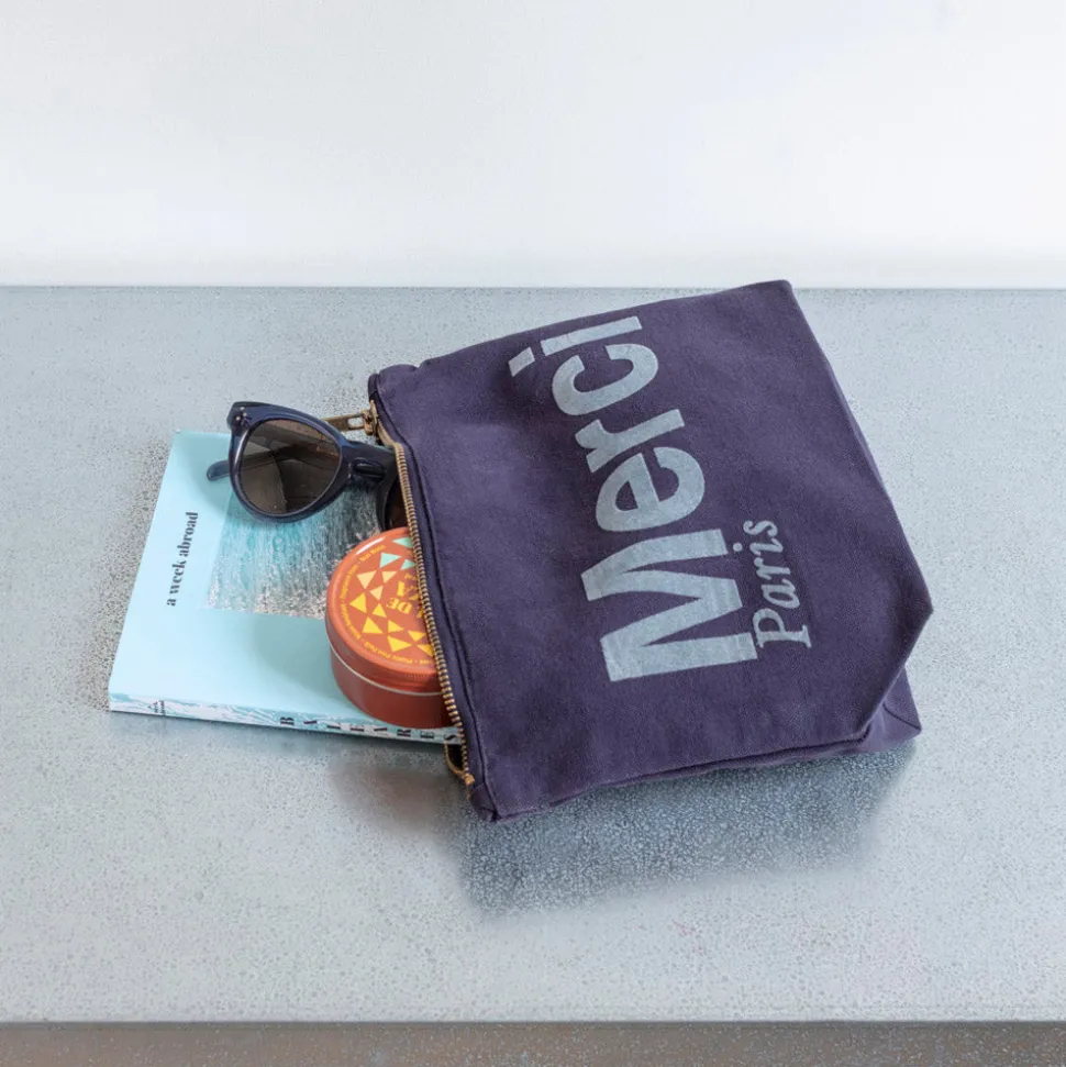 Merci - Pochette en coton - Marine