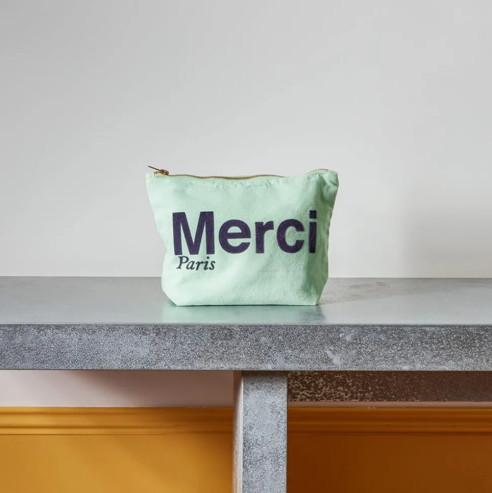 Merci - Pochette en coton - Mint & Bleu