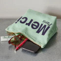 Merci - Pochette en coton - Mint & Bleu
