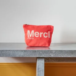 Merci - Pochette en coton - Orange & Sable