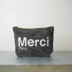 Merci - Pochette en coton Marble - Noir & Blanc