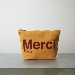 Merci - Pochette en coton - Beige & Marron