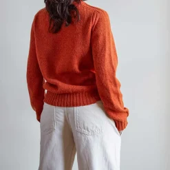 Merci - Pull en laine Shetland Femme - Orange