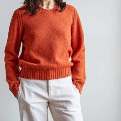 Merci - Pull en laine Shetland Femme - Orange