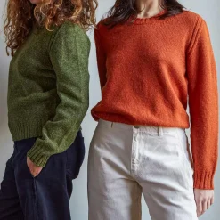 Merci - Pull en laine Shetland Femme - Orange