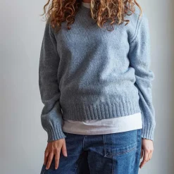Merci - Pull en laine Shetland Femme - Bleu Ciel