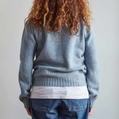 Merci - Pull en laine Shetland Femme - Bleu Ciel