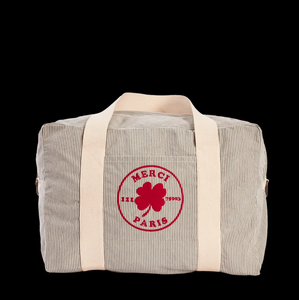 Merci - Sac Weekender 2 en canvas - Rayures Bleu