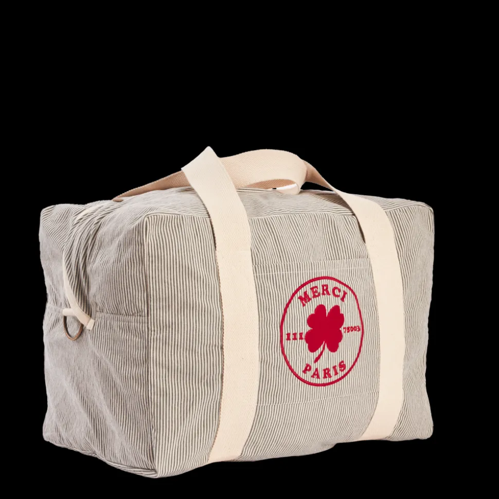 Merci - Sac Weekender 2 en canvas - Rayures Bleu