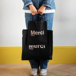 Merci - Tote Bag en coton - Noir & Crème