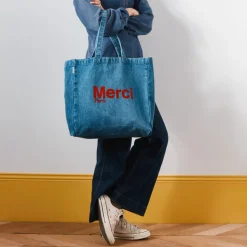 Merci - Tote Bag en coton - Denim