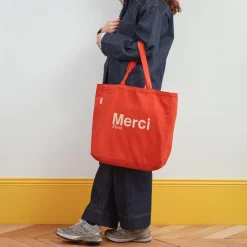 Merci - Tote Bag en coton - Orange & Sable