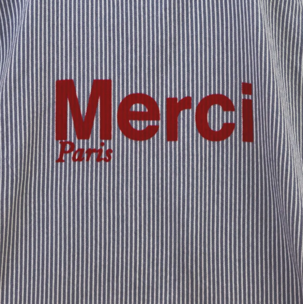 Merci - Tote Bag en Coton Hickory - Bleu rayé